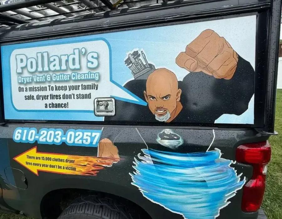 pollards dryer vent and gutter cleaning truck